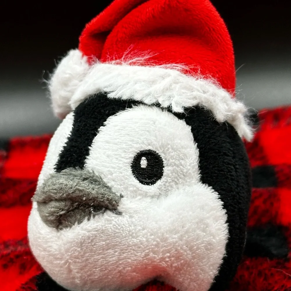 Hudson Baby HB Christmas Penguin‎ Red Buffalo Plaid Baby Security Blanket Lovey